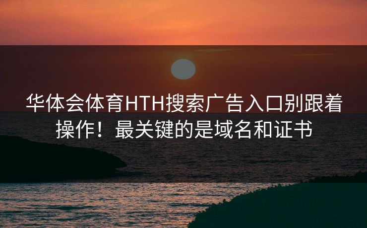 华体会体育HTH搜索广告入口别跟着操作！最关键的是域名和证书
